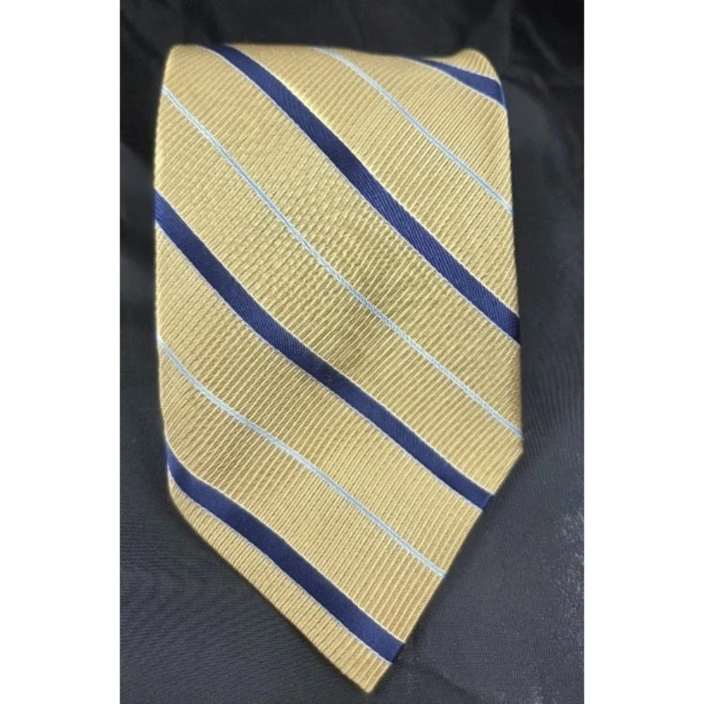 Nautica Men's Silk Tie Yellow with Blue Stripe Classic Business Necktie